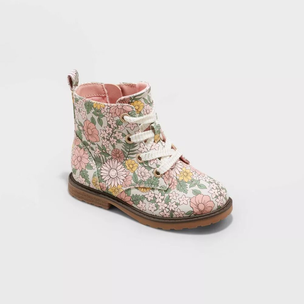 Toddler Girls' Giovanna Zipper Slip-On Lace-Up Combat Boots - Cat & Jack 7